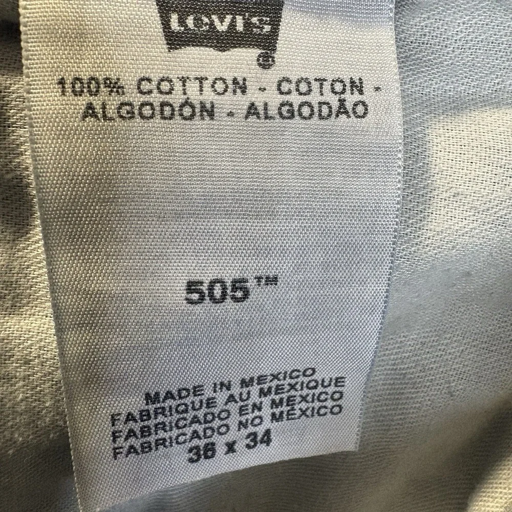 Levis 505 Jeans Mens 38x34 Blue‎ Regular Fit Straight Leg 100% Cotton Mexico Y2K